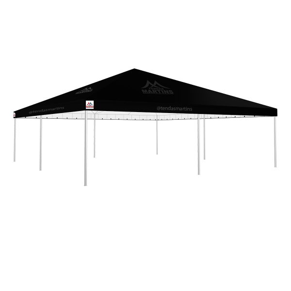 Tenda Piramidal 12x12m preto com estrutura galvanizada