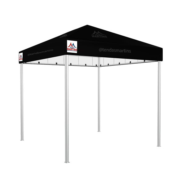 Tenda Piramidal 3x3m preto com estrutura galvanizada