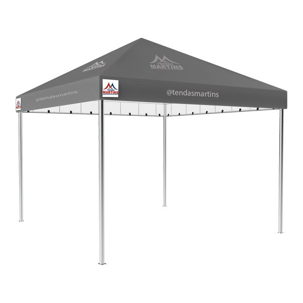 Tenda Piramidal 4x4m cinza com estrutura galvanizada