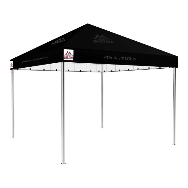 Tenda Piramidal 4x4m preto com estrutura galvanizada