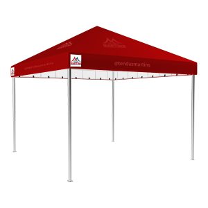 Tenda Piramidal 4x4m vermelho com estrutura galvanizada