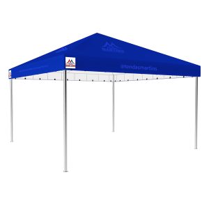 Tenda Piramidal 5x5m azul com estrutura galvanizada