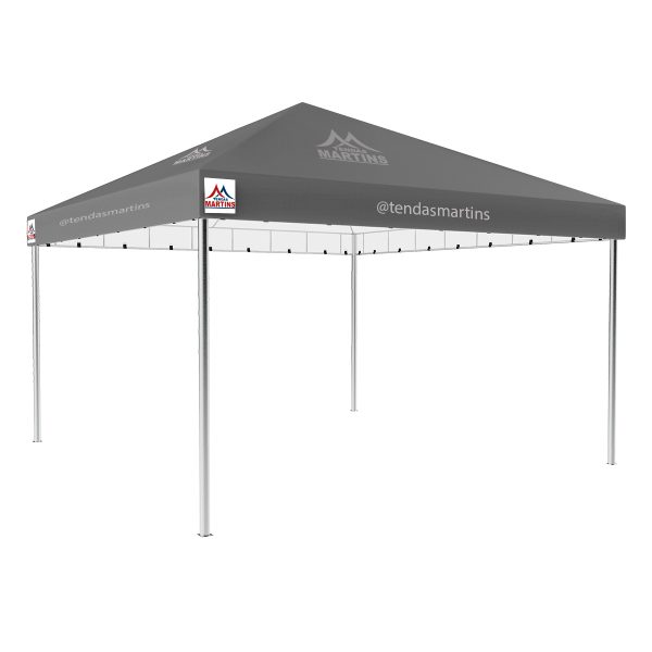 Tenda Piramidal 5x5m cinza com estrutura galvanizada