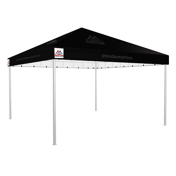 Tenda Piramidal 5x5m preto com estrutura galvanizada