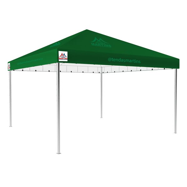 Tenda Piramidal 5x5m verde com estrutura galvanizada