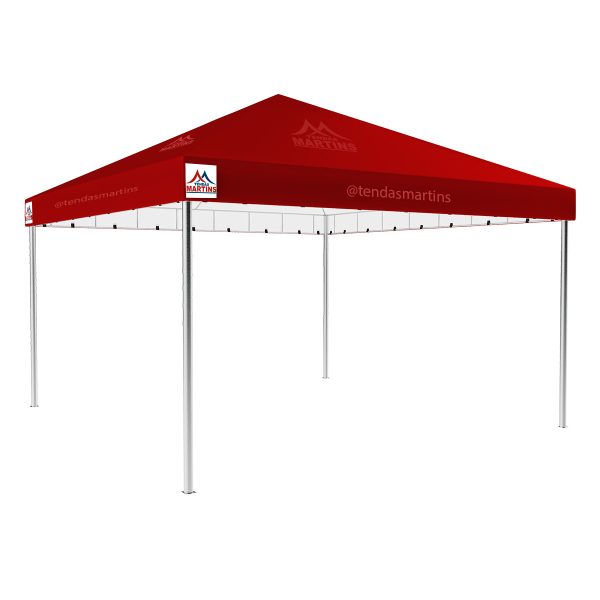 Tenda Piramidal 5x5m vermelho com estrutura galvanizada