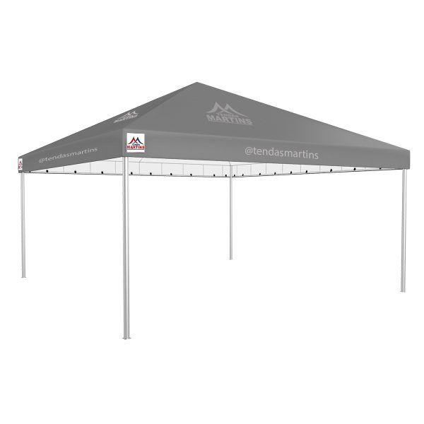 Tenda Piramidal 6x6m cinza com estrutura galvanizada