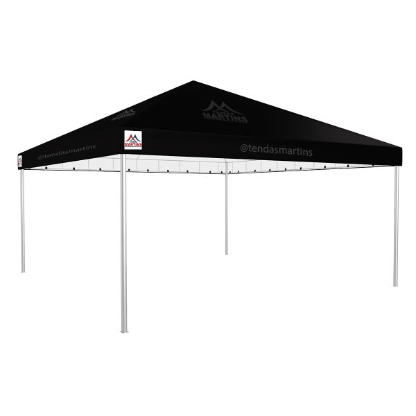 Tenda Piramidal 6x6m preto com estrutura galvanizada