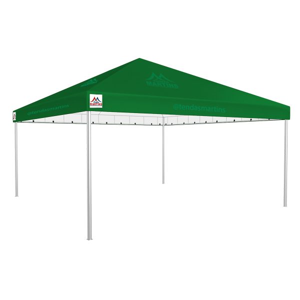 Tenda Piramidal 7x7m verde com estrutura galvanizada