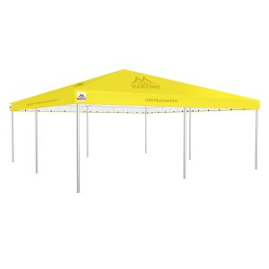 Tenda Piramidal 8x8m amarelo com estrutura galvanizada