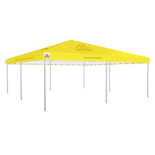 Tenda Piramidal 8x8m amarelo com estrutura galvanizada