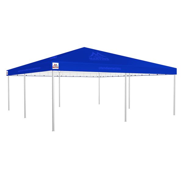 Tenda Piramidal 8x8m azul com estrutura galvanizada