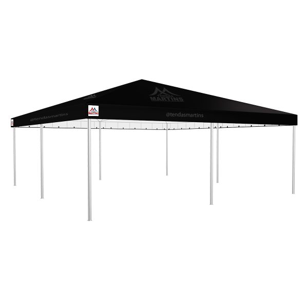 Tenda Piramidal 8x8m preto com estrutura galvanizada