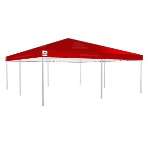 Tenda Piramidal 8x8m vermelho com estrutura galvanizada