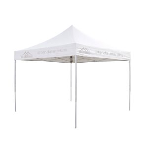 Tenda sanfonada reforçada 2x2 branca com estrutura galvanizada