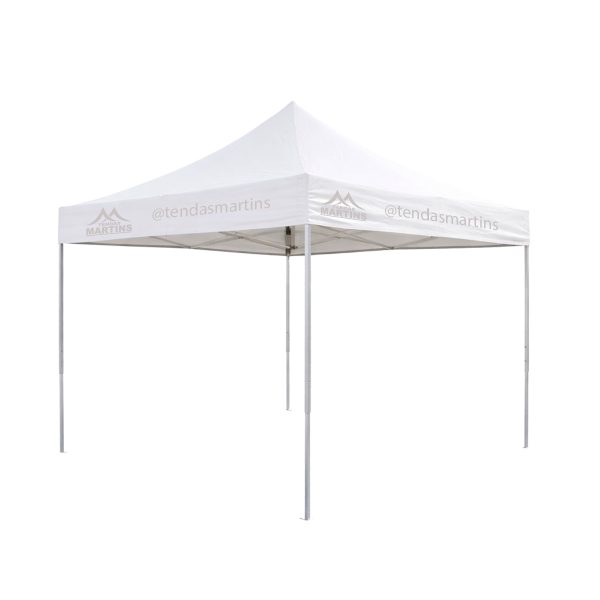 Tenda sanfonada reforçada 2x2 branca com estrutura galvanizada