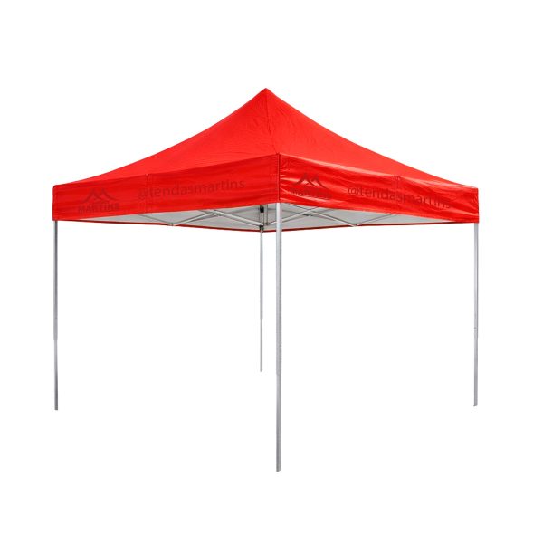 Tenda sanfonada reforçada 2x2 vermelha com estrutura galvanizada