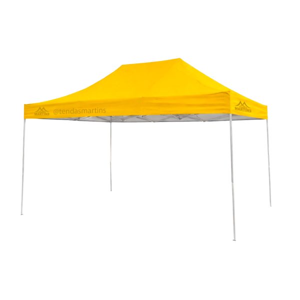 Tenda sanfonada reforçada 3x4,50m amarelo com estrutura galvanizada