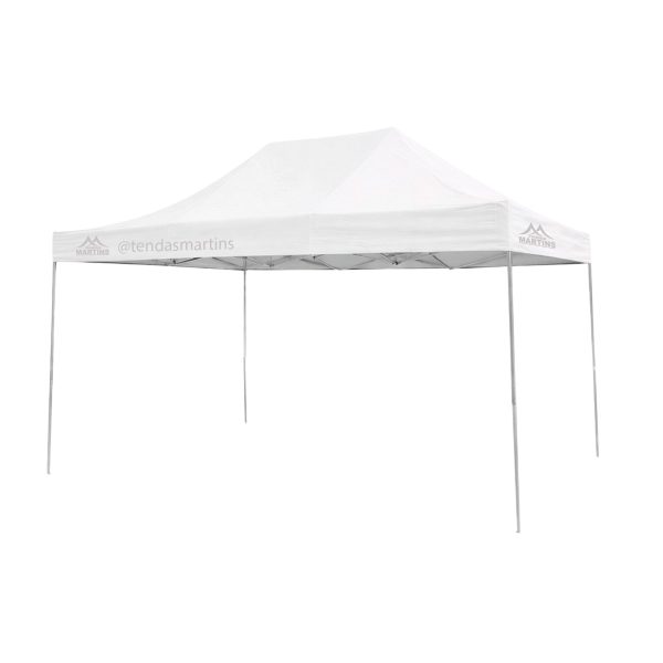 Tenda sanfonada reforçada 3x4,50m branco com estrutura galvanizada