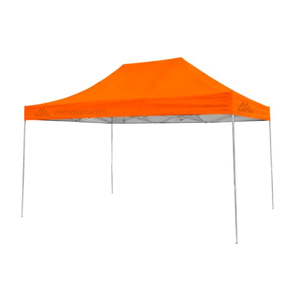 Tenda sanfonada reforçada 3x4,50m laranja com estrutura galvanizada