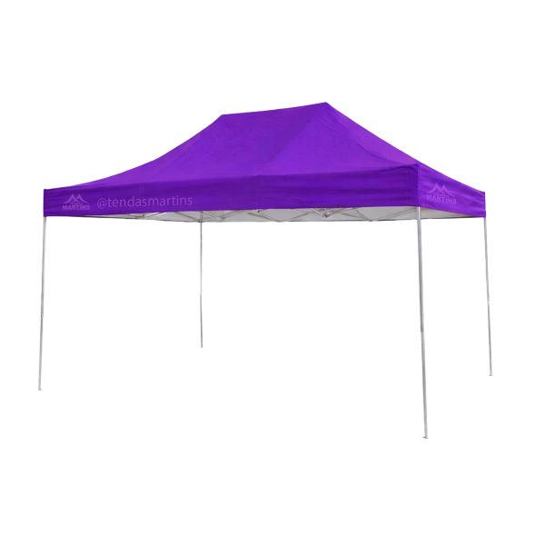 Tenda sanfonada reforçada 3x4,50m roxo com estrutura galvanizada