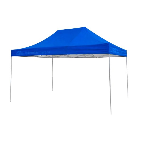Tenda sanfonada reforçada 3x6m azul com estrutura galvanizada