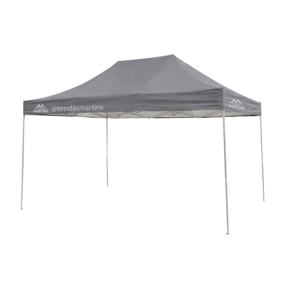 Tenda sanfonada reforçada 3x6m cinza com estrutura galvanizada