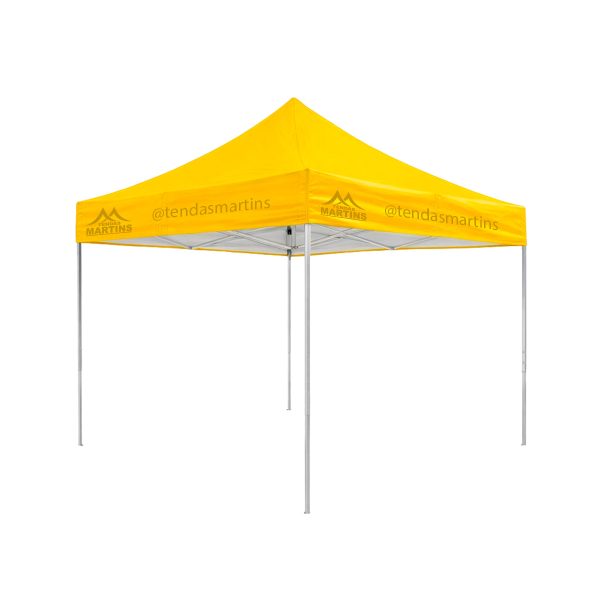 Tenda sanfonada reforçada 4x4 amarelo com estrutura galvanizada