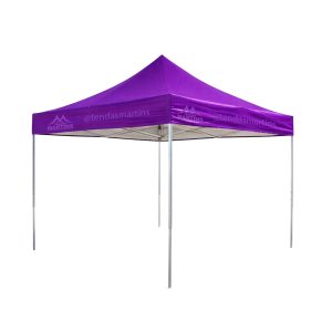 Tenda sanfonada reforçada 4x4 roxo com estrutura galvanizada