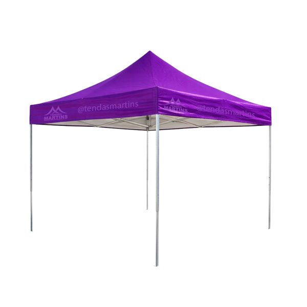 Tenda sanfonada reforçada 4x4 roxo com estrutura galvanizada